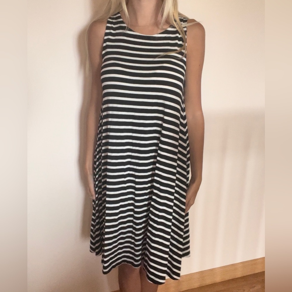 Black and White Striped LOFT Dress Size XS